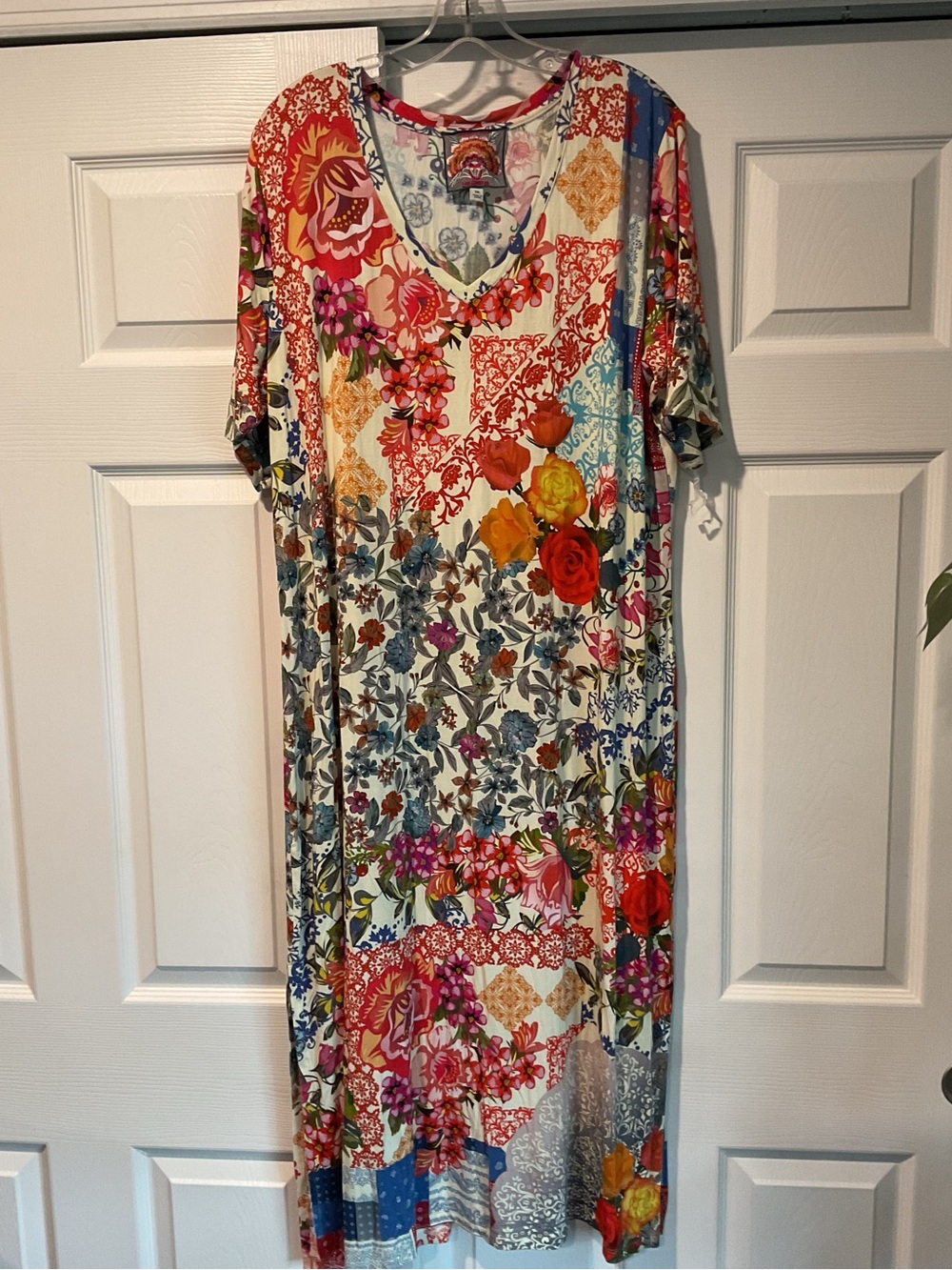 Johnny Was Gorgeous Flower Floral Patchwork Long Maxi Dress Hippie Boho sz XXL